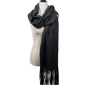 Lucky Brand Grey Oversized Long Knit Scarf Fringe